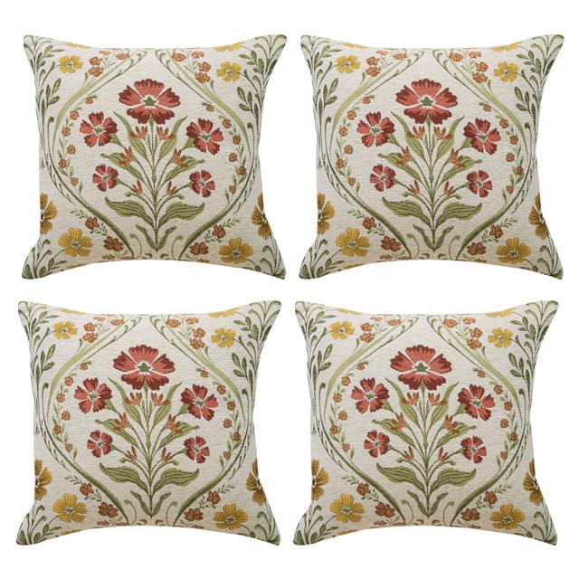 Sareen Floral Square Cushion With Filling Ophelia & Co. Colour: Terracotta on Productcaster.