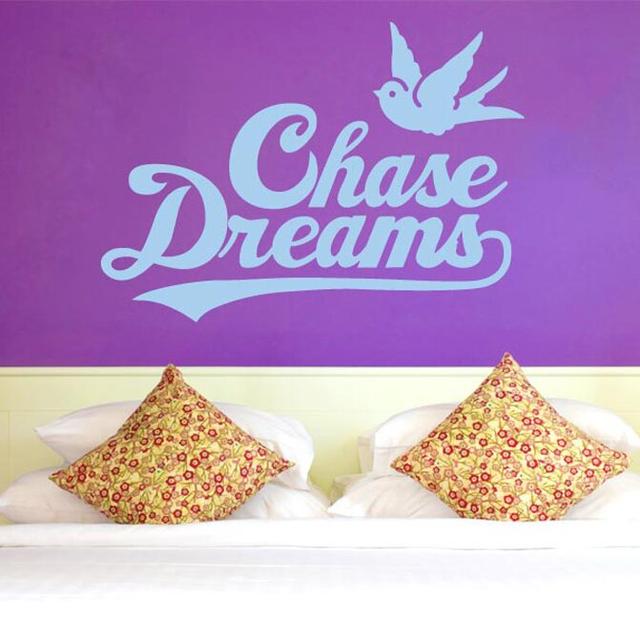 Chase Dreams With Cute Bird Wall Sticker East Urban Home Size: Medium, Colour: White on Productcaster.