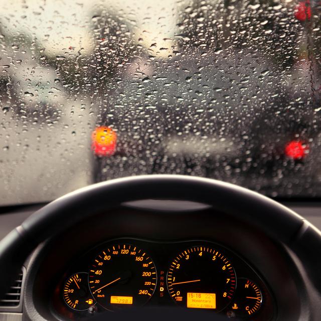 Rain Droplets on Car Windshield - Wrapped Canvas Photograph Ebern Designs Size: 91cm H x 91cm W x 3.8cm D on Productcaster.