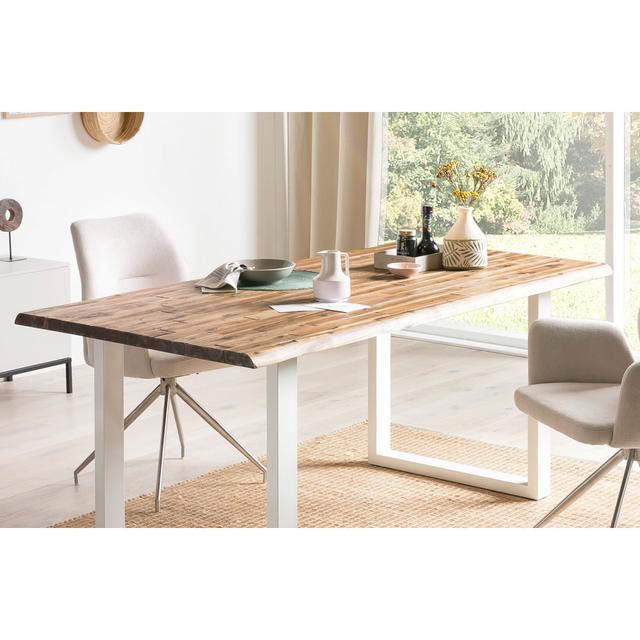 Livonia Rectangular Dining Table Union Rustic Size: H75 x L120 x D80cm, Table Base Colour: White on Productcaster.