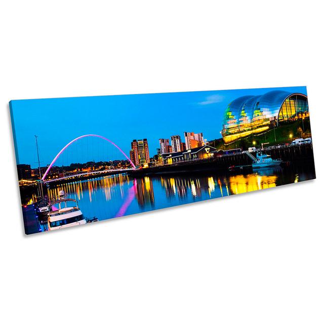 Millennium Bridge Newcastle - Wrapped Canvas Panoramic Print 17 Stories Size: 30.48cm H x 91.44cm W, Colour: Grey on Productcaster.