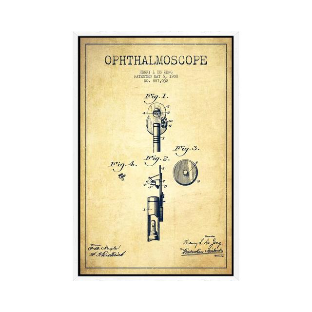 Ophthalmoskop Vintage Patent Blueprint LoftDesigns Format: Schattenfugenrahmen in Weiß, Größe: 101,06 cm H x 66,04 cm B x 3,81 cm T on Productcaster.