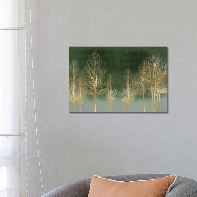 Gold Forest On Green by Kate Bennett - Wrapped Canvas Print Alpen Home Size: 45.72cm H x 66.04cm W x 1.91cm D on Productcaster.