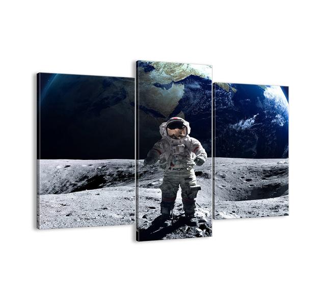 'Greetings from the Moon' - 3 Piece Graphic Art Print Set on Canvas Brayden Studio Size: 100cm H x 130cm W x 1.8cm D on Productcaster.