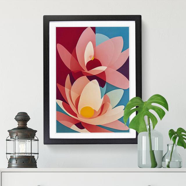 Habgood Magnolia Flower Suprematism - Picture Frame Print Marlow Home Co. Frame Option: Walnut, Size: 34cm H x 25cm W x 2cm D on Productcaster.