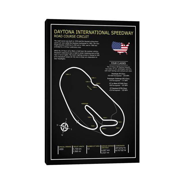 Daytona Intl. Speedway BL by Mark Rogan - Typography Print on Canvas Ebern Designs Format: Wrapped Canvas, Size: 101.6cm H x 66.04cm W x 1.91cm D on Productcaster.