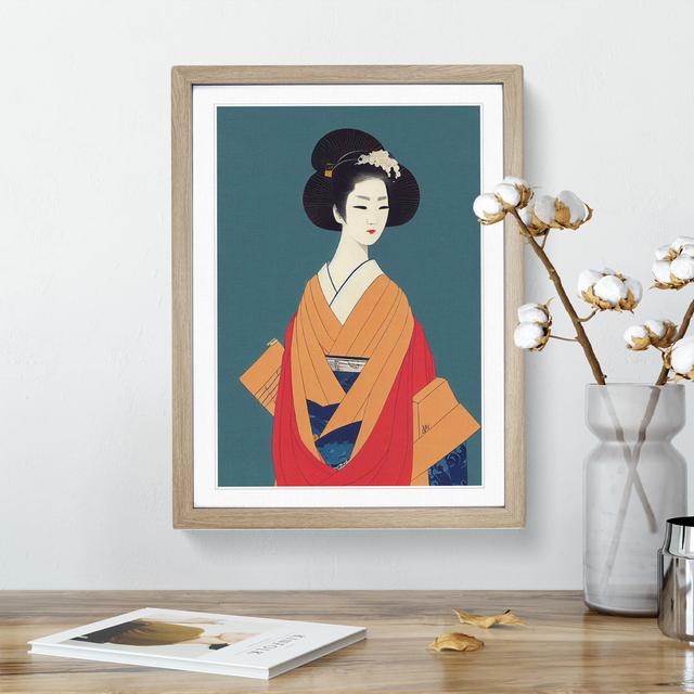 Traditional Geisha No.5 - Single Picture Frame Print Marlow Home Co. Size: 34cm H x 25cm W x 2cm D, Frame Colour: Oak Framed on Productcaster.