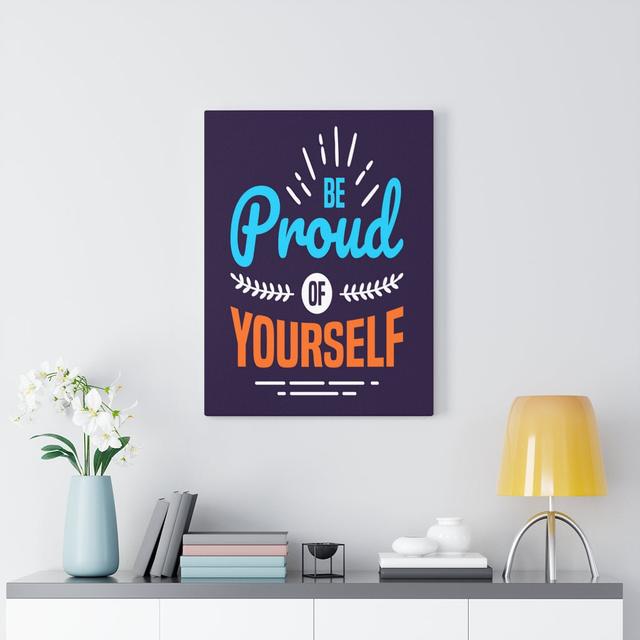 Be Proud of Yourself - Wrapped Canvas Typography Blue Elephant on Productcaster.