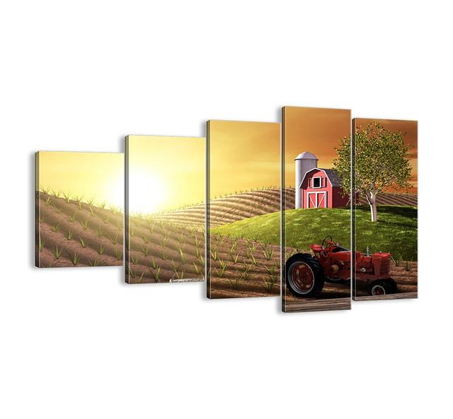 'Fairy Tale Farm' - 5 Piece Unframed Graphic Art Print Set on Canvas Ebern Designs Size: 60cm H x 100cm W x 1.8cm D on Productcaster.