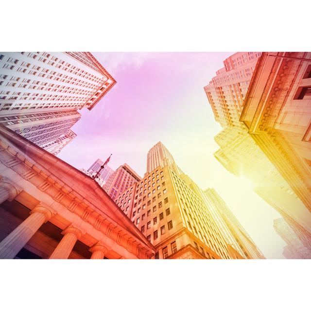 Wall Street At Sunset by MBPROJEKT_Maciej_Bledowski - Wrapped Canvas Print 17 Stories Size: 61cm H x 91cm W on Productcaster.