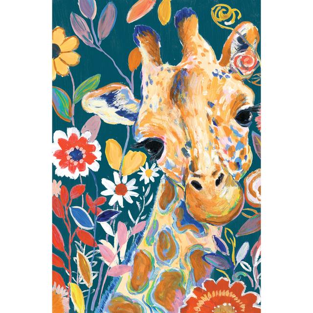 Painterly Floral Giraffe - Wrapped Canvas Painting Latitude Vive Size: 76cm H x 51cm W x 3.8cm D on Productcaster.