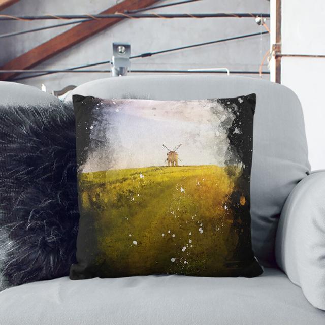 Windmill upon a Hill in Warwickshire Paint Splash Cushion with Filling East Urban Home Size: 55cm H x 55cm W x 20cm D, Backing Colour: Stone on Productcaster.