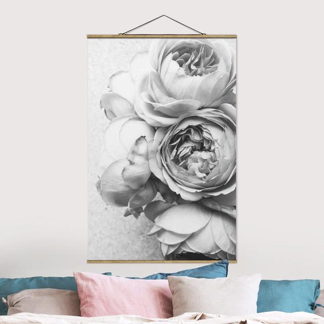 Wandbild Peony Flowers Black White Ebern Designs Maße: 150 cm H x 100 cm B x 0,3 cm T on Productcaster.