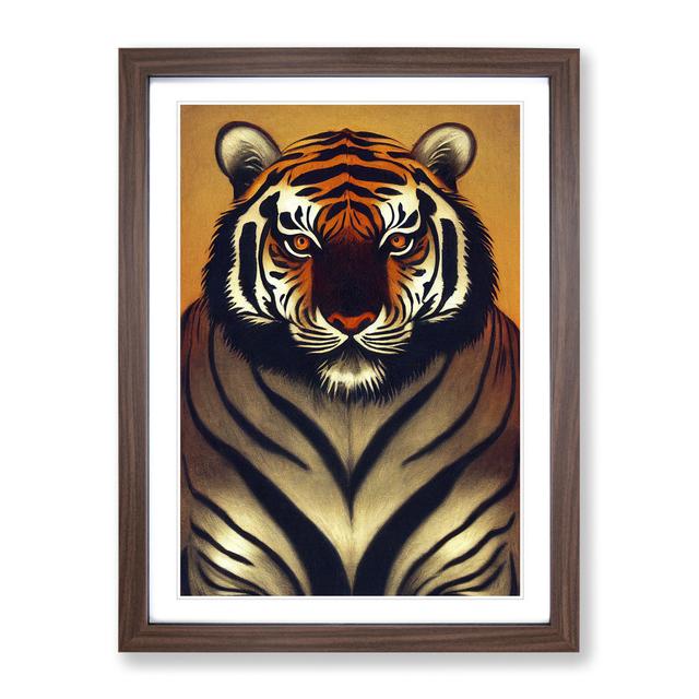 Focused Tiger - Picture Frame Painting Latitude Vive Size: 64cm H x 46cm W x 2cm D, Frame Colour: Walnut on Productcaster.