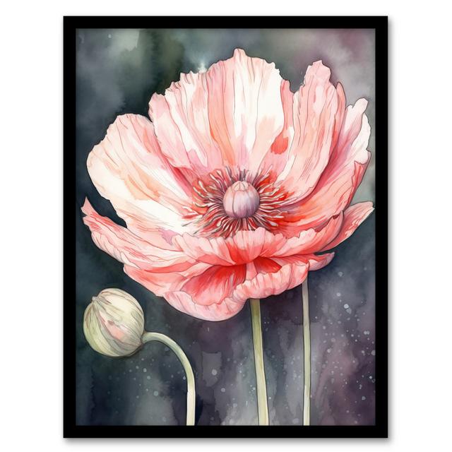 Alainah Pink Poppy Flower Pastel Spring Bud - Single Picture Frame Print Marlow Home Co. on Productcaster.