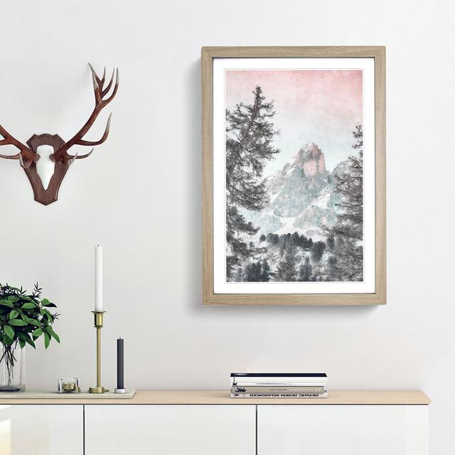 Mountain Peak - Picture Frame Painting Print East Urban Home Size: 63cm H x 45cm W x 2cm D, Frame Option: Oak Framed on Productcaster.