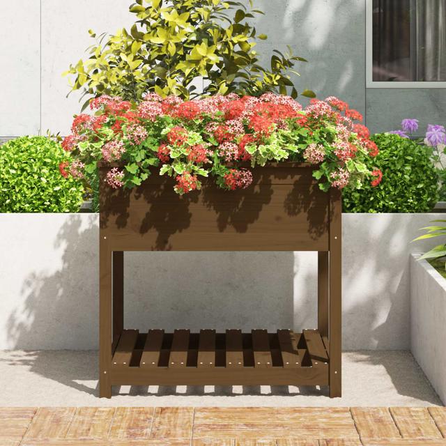 Aalap Wood Raised Garden Bed Brayden Studio Colour: Brown, Size: 81cm H x 82.5cm W x 82.5cm D on Productcaster.