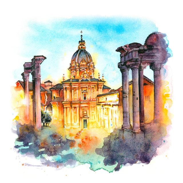 Sherwick Rome, Italy by KavalenkavaVolha - Wrapped Canvas Painting ClassicLiving Size: 76cm H x 76cm W x 3.8cm D on Productcaster.