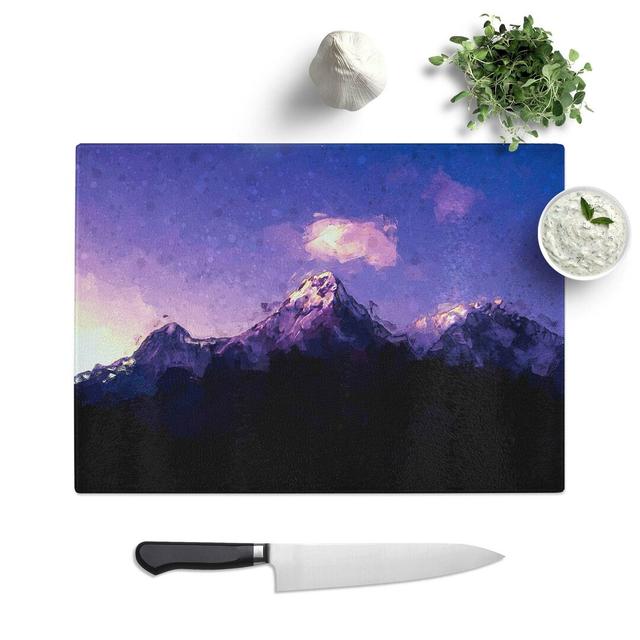 Tempered Glass Mountains in Nepal at Night Chopping Board East Urban Home Size: 28.5 cm W x 20 cm L on Productcaster.