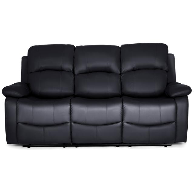 Haynoski 3 Seater Faux Leather Sofa Ebern Designs Upholstery Colour: Black on Productcaster.