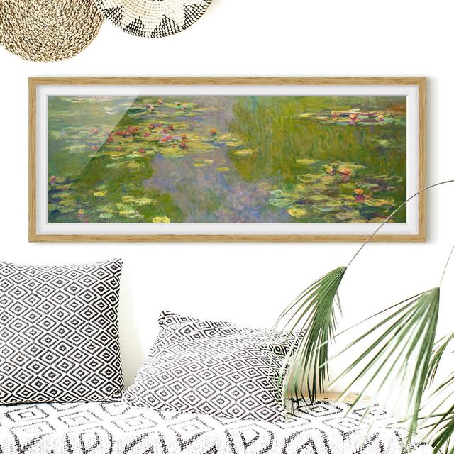 Gerahmtes Poster Grüne Seerosen von Claude Monet ClassicLiving Rahmenauswahl: Brauner Rahmen, Maße: 20 cm H x 50 cm B x 2 cm T on Productcaster.