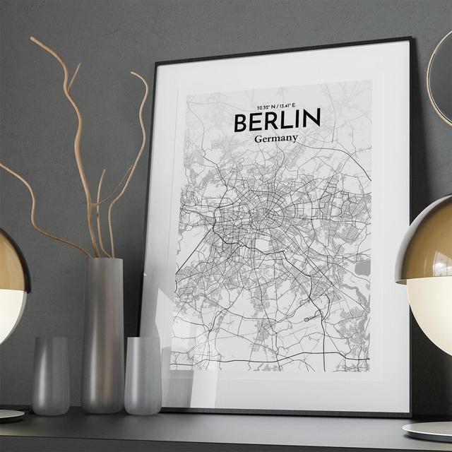 Berlin City Map In Tones - No Frame Print Borough Wharf Size: 36cm H x 24cm W x 0.05cm D on Productcaster.