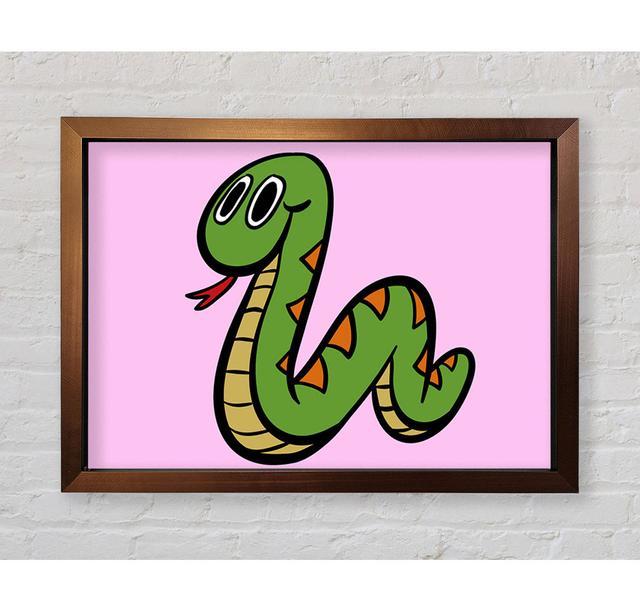 Cartoon Snake White - Single Picture Frame Art Prints Isabelle & Max Size: 42cm H x 59.7cm W x 3.4cm D, Colour: Pink on Productcaster.