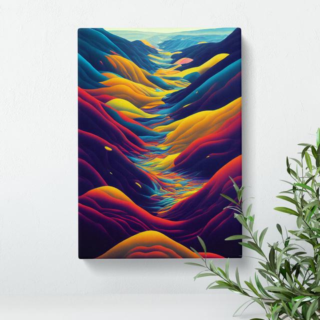 Neon Abstract Mountain Landscape No.1 - Wrapped Canvas Graphic Art Alpen Home Size: 50cm H x 35cm W x 3cm D on Productcaster.