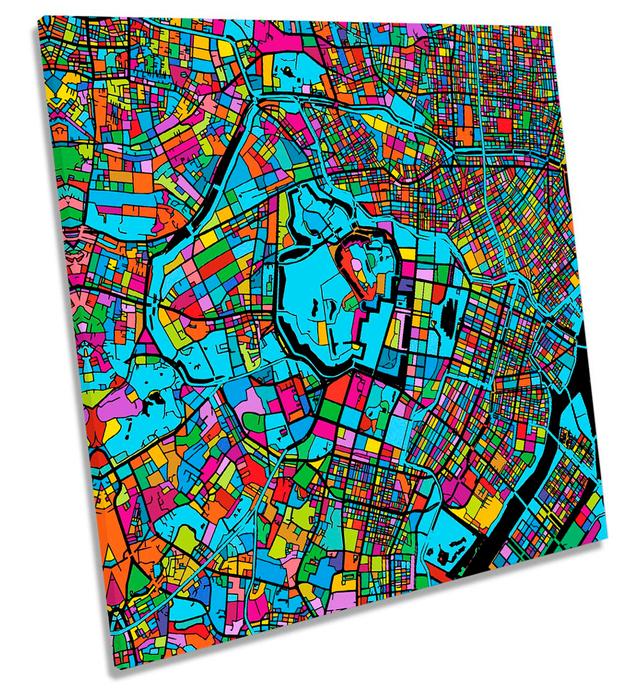 Tokoyo City Modern Map - Wrapped Canvas Print Ebern Designs Size: 76.2cm H x 76.2cm W x 4cm D on Productcaster.