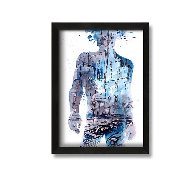 Man in the City - Picture Frame Graphic Art on Canvas Ophelia & Co. Size: 60cm H x 42cm W x 10cm D on Productcaster.