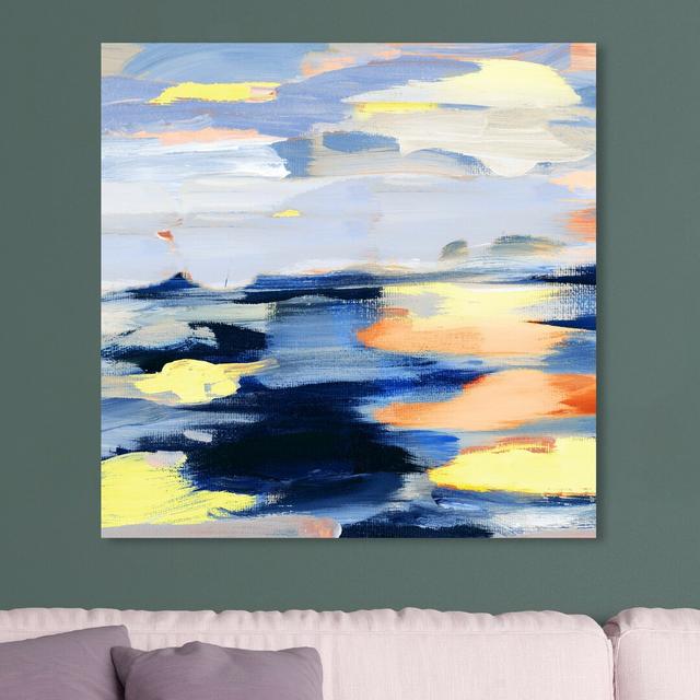 Smokey Waters Orange - Wrapped Canvas Painting East Urban Home Size: 102 cm H x 102 cm W x 5 cm D on Productcaster.