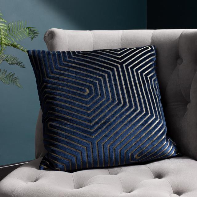 Geometric Square Throw Pillow Cover Paoletti Colour: Navy on Productcaster.