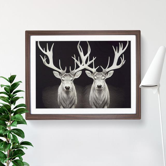 Revered Stags - Single Picture Frame Painting 17 Stories Size: 25cm H x 34cm W x 2cm D, Frame Colour: Walnut Framed on Productcaster.