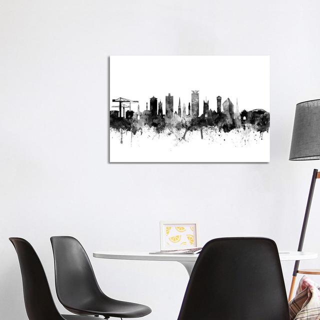 Plymouth, England Skyline In Black And White by Michael Tompsett - Wrapped Canvas Gallery-Wrapped Canvas Giclée Latitude Run Size: 66.04cm H x 101.6cm on Productcaster.