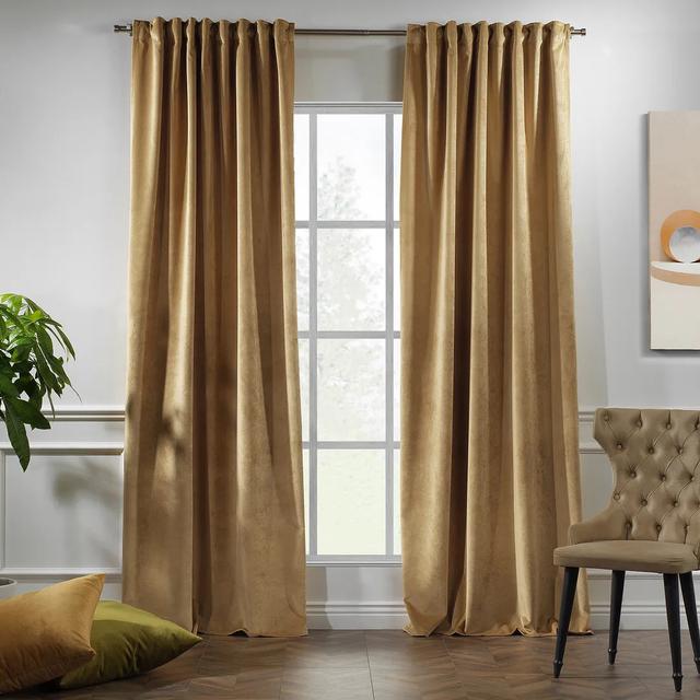 Extra langer und extra breiter Vorhang aus mattem Samt Lilijan Home & Curtain Vorhanggröße: 280 x 475 cm, Farbe: Senfgelb on Productcaster.