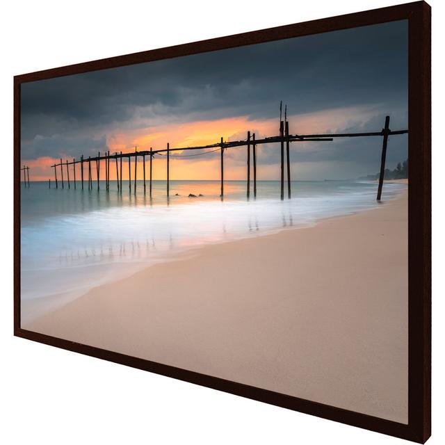 Dandrea Wood Bridge Sunset at Sea Thailand - Single Picture Frame Art Prints House of Hampton Size: 31cm H x 41cm W x 4cm D, Frame Option: Brown Frame on Productcaster.