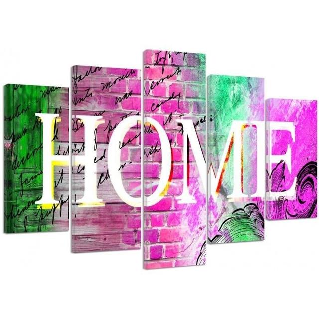 Home - 5 Piece Wrapped Canvas Typography Print Set Feeby Size: 140cm H x 300cm W on Productcaster.