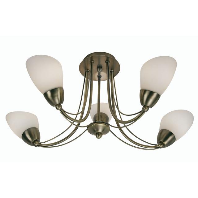 Magnolia Glass Semi Flush Mount Marlow Home Co. Fixture Finish: Antique Brass on Productcaster.