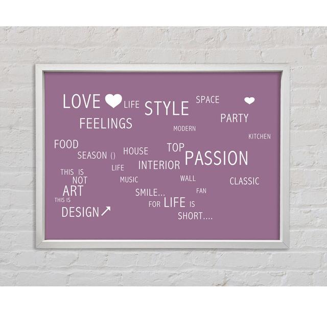 Love Life - Single Picture Frame Art Prints on Canvas Happy Larry Colour: Dusty Pink, Size: 59.7cm H x 84.1cm W x 3.3cm D on Productcaster.