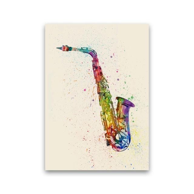 Saxophone by Michael Tompsett - Graphic Art Print Ebern Designs Size: 30cm H x 21cm W x 1cm D, Format: Unframed on Productcaster.