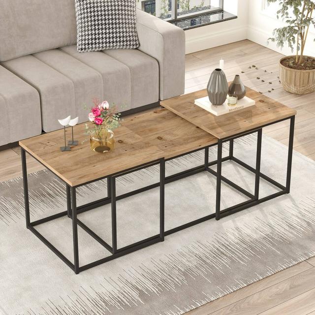 Coffee table Dnocer, Low coffee table, Magazine rack for sofa, Living room shelf, 190x50h48 cm, Oak Latitude Run on Productcaster.