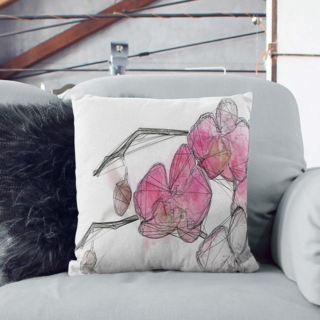 Hot Pink Orchids in Abstract Cushion with Filling East Urban Home Size: 55cm H x 55cm W x 20cm D, Backing Colour: Black on Productcaster.