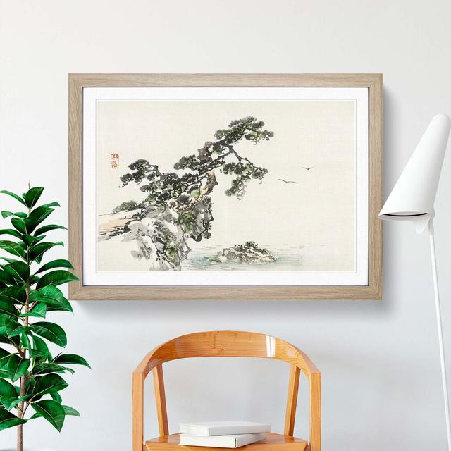 Tree upon a Cliff by Kono Bairei - Picture Frame Graphic Art Print East Urban Home Frame Option: Oak, Size: 60cm H x 91cm W x 2cm D on Productcaster.