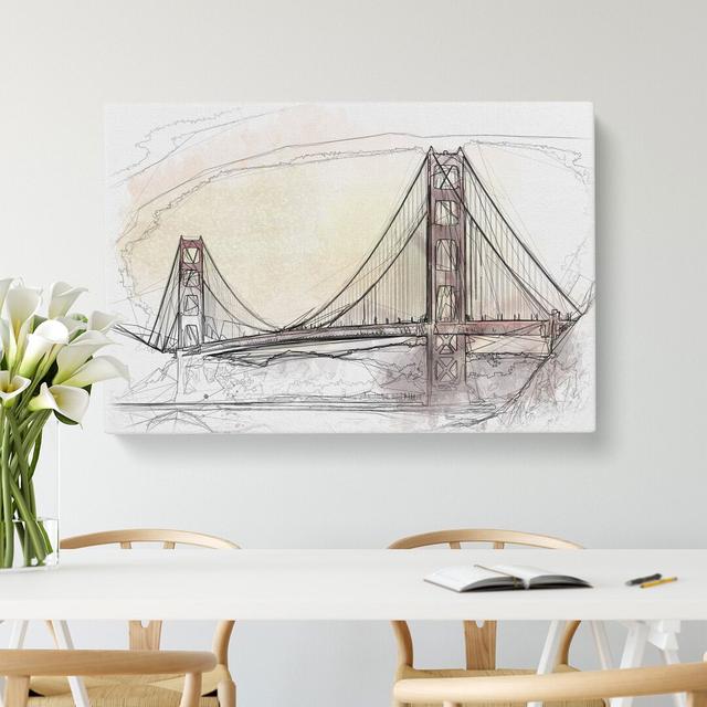 Golden Gate Bridge Vol.3 Sketch - Wrapped Canvas Graphic Art East Urban Home Size: 50cm H x 76cm W x 3cm D on Productcaster.