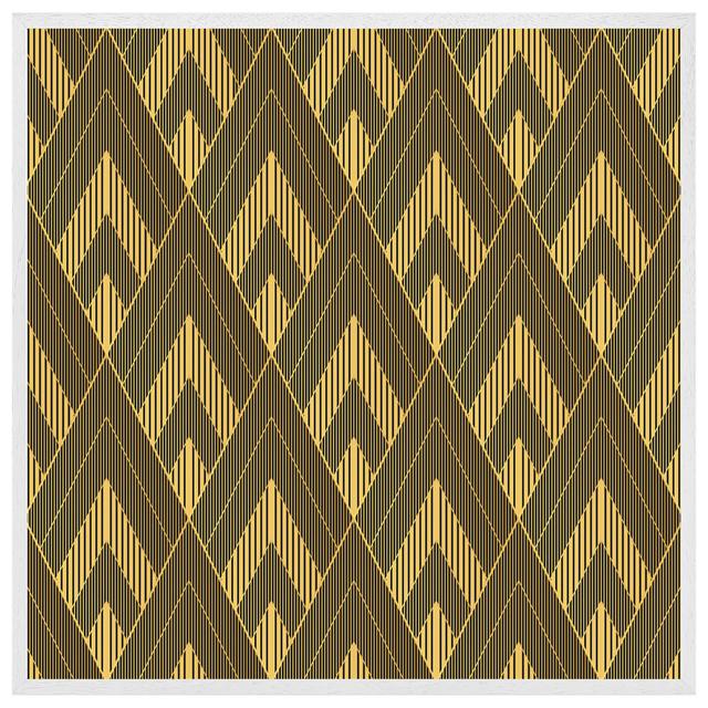 Belk Black & Gold Striped Triangles - Single Picture Frame Art Prints Latitude Run Size: 76cm H x 76cm W x 4cm D, Frame Colour: White Framed on Productcaster.