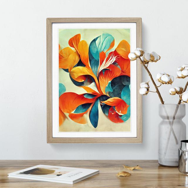 Flowing Abstract Floral No.5 - Picture Frame Painting Marlow Home Co. Size: 34cm H x 25cm W x 2cm D, Frame Colour: Oak on Productcaster.