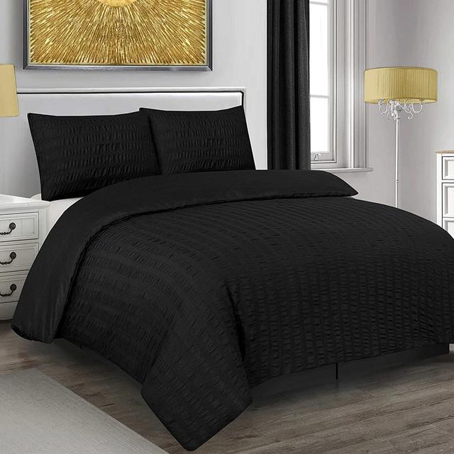 Polyester Solid Colour Duvet Cover Set Wayfair Samples Size: Single - 1 Standard Pillowcase, Colour: Black on Productcaster.