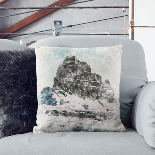 Mountain Summit in Italy Watercolour Cushion with Filling East Urban Home Size: 40cm H x 40cm W x 15cm D, Backing Colour: Stone on Productcaster.