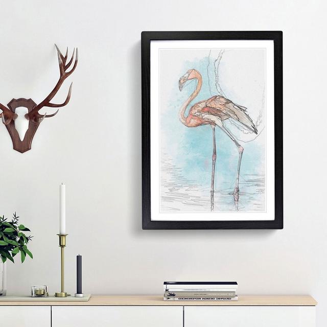 Flamingo Bird in Abstract - Picture Frame Graphic Art Print East Urban Home Frame Option: Black Framed, Size: 36cm H x 27cm W x 2cm D on Productcaster.