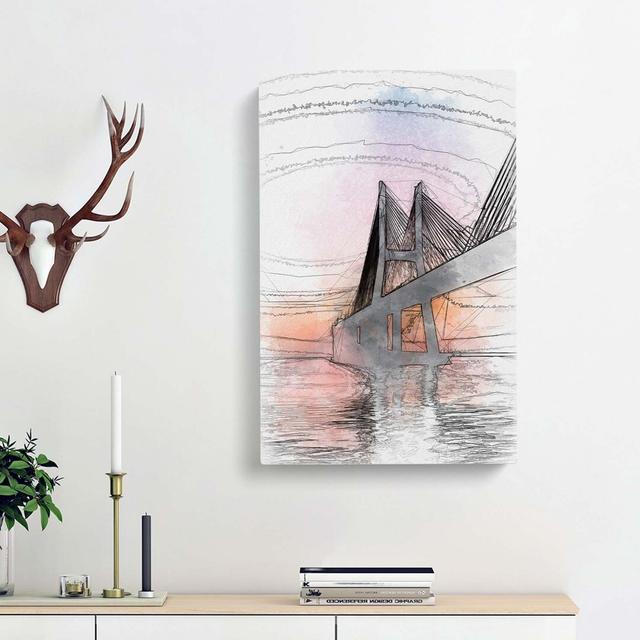 Vasco Da Gama Bridge In Portugal Abstract Art - Wrapped Canvas Print East Urban Home Size: 76cm H x 50cm W x 3cm D on Productcaster.